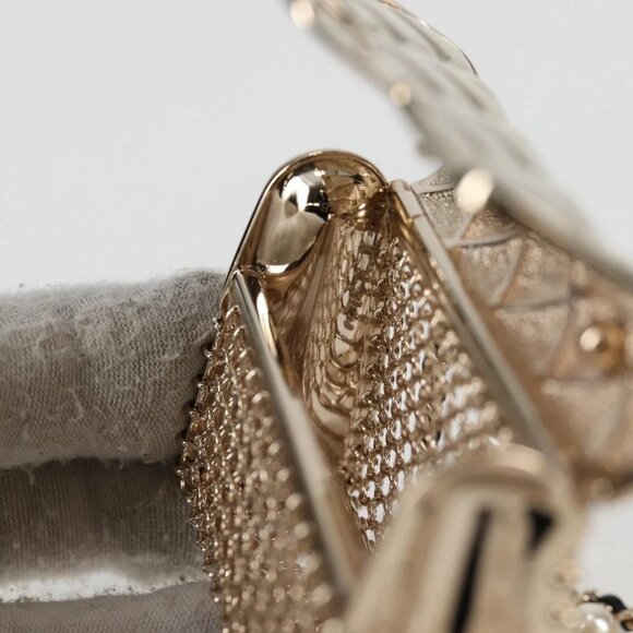 CHANEL Matelasse 2021S Pearl Necklace Metal Gold tone CC Auth 131853SM - Picture 13 of 16